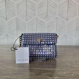 Kurt Geiger Blue Mini Crystal Flower Party Shoulder Bag